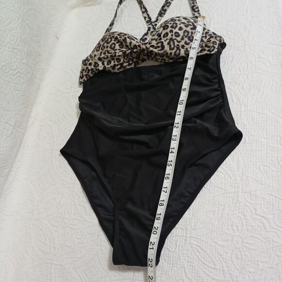 Swimsuit Women's One-Piece , Size M, Black And Animal Print NEW - Picture 12 of 12